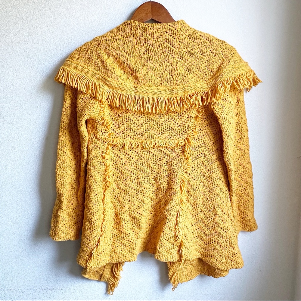Anthropologie Angel of the North Chevron Cardigan Mustard Yellow SP - Picture 3 of 8